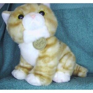 Aurora Plush Miyoni Tots Tabby Cat Kitten Orange Gold White Realistic W/Name Tag